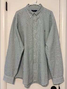 Ralph Lauren Polo Men's Black/Green Check Button-Down Oxford Shirt XXL/2XL Logo